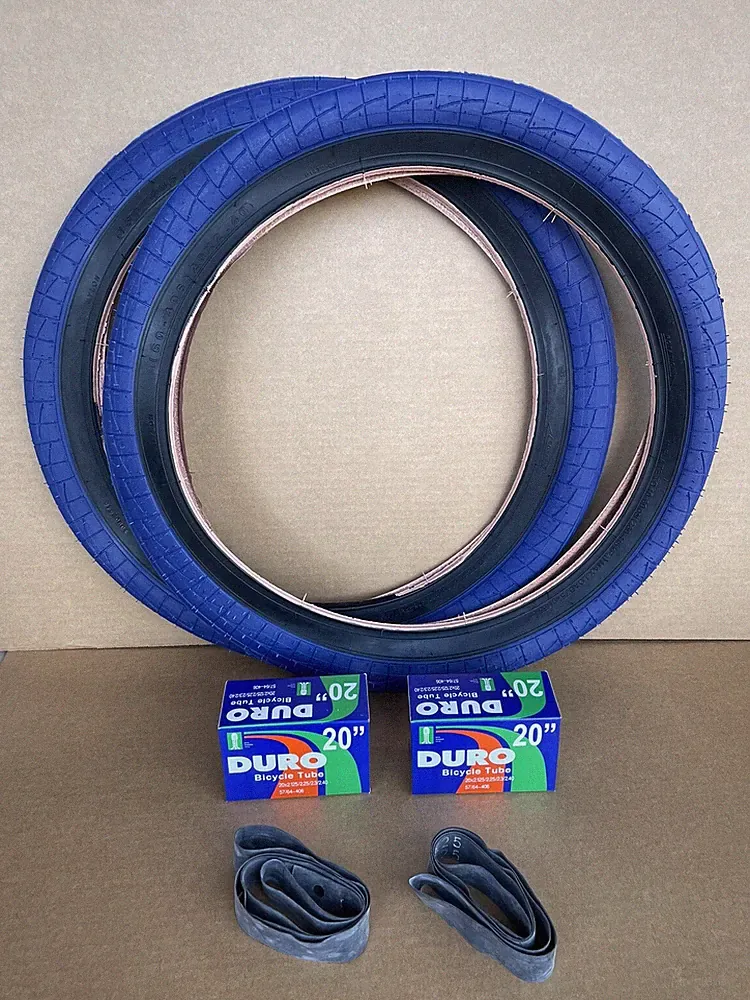 20'' x 2.40 Bike Tires, Tubes BLUE/ Black Wall Street Jump Fat Bicycle Rigid BMX