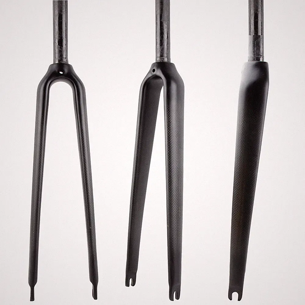 25.4mm Full Carbon Fiber Fork 700C Rigid Road Bicycle Fork Rim Brack QR 100*9mm