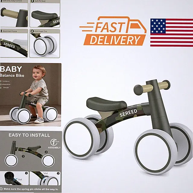 Baby Balance Bike with 6.7 Inch Wheels Comfortable Seat Lightweight for Toddlers