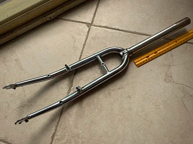 Easy Racers recumbent bike fork 1" threaded 8 & 3/8" long steerer tube Chrome
