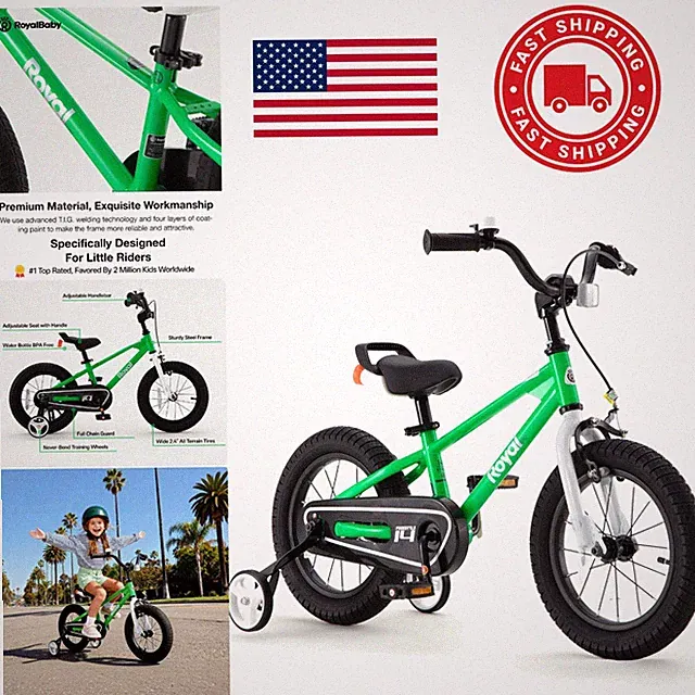 Freestyle Kids Bike 12 Inch with Training Wheels Adjustable Seat for Ages 3-10