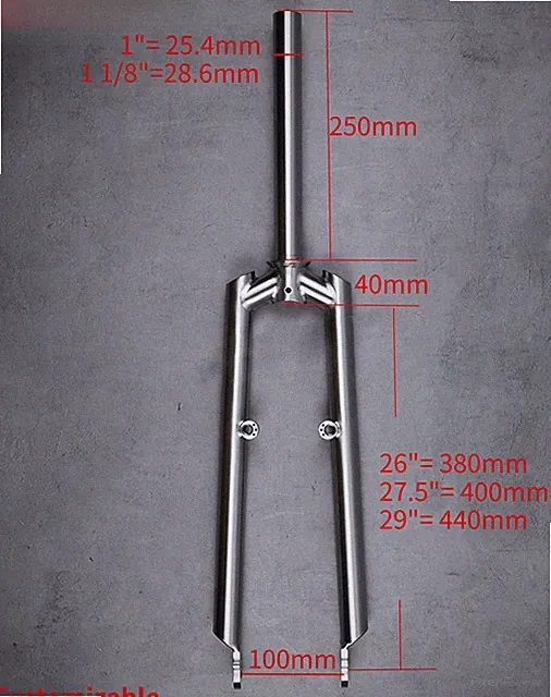 GR9 Titanium Square Shoulder V-Brake Rigid MTB Front Fork Straight Leg Hard Fork