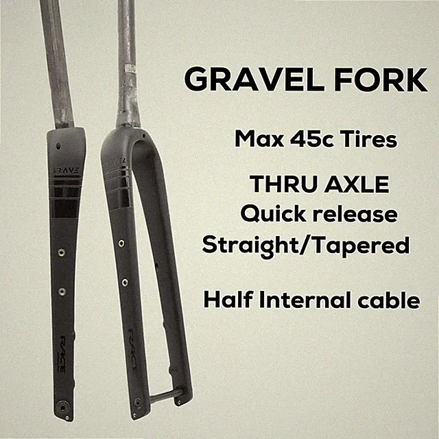 Gravel Bicycle Carbon Fiber Internal Wiring Hard Fork 700C Thru Axle Rigid Forks