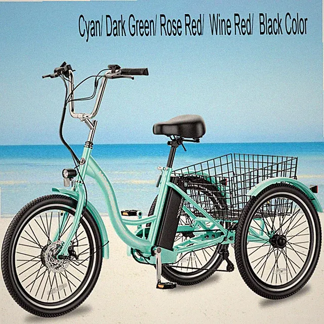 MOONCOOL Adult Electric Tricycle 350W 36V Electric Trike 24" 7 Speed & Basket