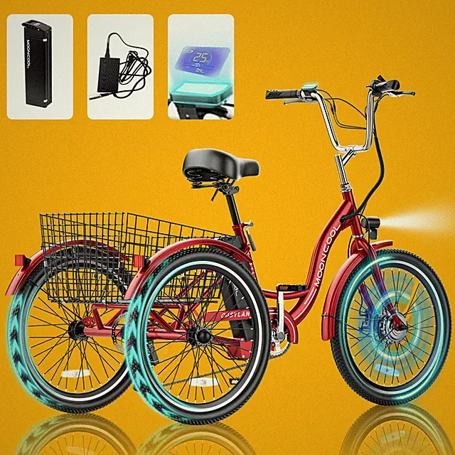 NAIZEA Electric Trike, Electric Tricycle for Adults, 26" 24" Ebike 350W Motor