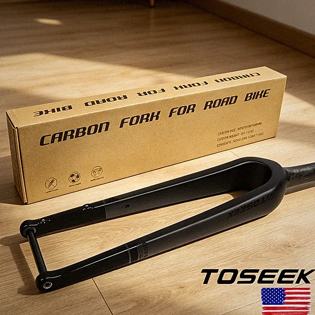 TOSEEK 700C Rigid Carbon Fiber Gravel MTB Bike Fork Tapered Disc Brake 100*12mm