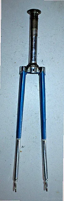 Vintage Rigid Touring Road Bike Fork 700c 1" Threaded 175mm Blue Steel Commuter~